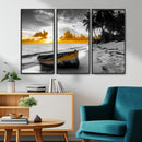 Yellow Rowboat Wall Art – Framed Tropical Shoreline Canvas by MyGreatCanvas | Canvas Wall Art Prints | Photo Prints & Wall Decor