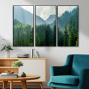 Misty Forest Mountain Wall Art Canvas Print – Framed Serene
