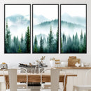 Pine Forest Wall Art Canvas Print – Misty Mountains Foggy