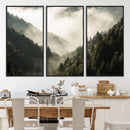Misty Valley Wall Art Canvas Print – Foggy Forest Pine Trees