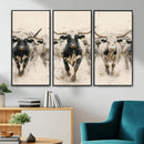 Texas Longhorn Wall Art – Framed Cattle Walking Canvas by MyGreatCanvas | Canvas Wall Art Prints | Photo Prints & Wall Decor