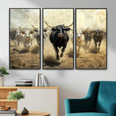 Texas Longhorn Wall Art – Framed Charging Cattle Canvas by MyGreatCanvas | Canvas Wall Art Prints | Photo Prints & Wall Decor