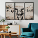 Texas Longhorn Wall Art Canvas Print – Framed Speckled Bull