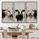 Longhorn Cattle Wall Art Canvas Print – Framed Bison Herd