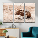 Texas Longhorn Wall Art Canvas Print – Framed Resting Bull by MyGreatCanvas | Canvas Wall Art Prints | Photo Prints & Wall Decor