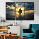 Jesus Walks Wall Art Canvas Print Framed Divine Sunset Art
