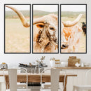 Texas Longhorn Wall Art Canvas Print – Framed Speckled Cow