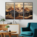 Wood Mountain Wall Art Canvas Print – Framed Boho Abstract