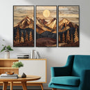 Wood Mountain Landscape Wall Art Canvas Print – Framed