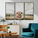 Texas Longhorn Wall Art Canvas Print – Framed Western Cow