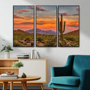 Saguaro Cactus Wall Art Canvas Print – Framed Arizona Sunset