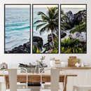 Tropical Coastline Wall Art Canvas Print – Framed Palm Tree