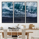 Black Beach Wall Art Canvas Print – Framed Aerial Ocean View