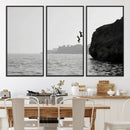 Jumping Wall Art Canvas Print – Framed Coastal Ocean Scene