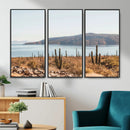 Desert Lake Wall Art – Framed Cactus Mountain Canvas by MyGreatCanvas | Canvas Wall Art Prints | Photo Prints & Wall Decor