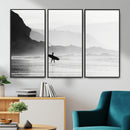Surfer Beach Wall Art – Framed Black White Ocean Canvas by MyGreatCanvas | Canvas Wall Art Prints | Photo Prints & Wall Decor