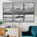 Wild Horses Wall Art – Framed Black White Mountain Canvas by MyGreatCanvas | Canvas Wall Art Prints | Photo Prints & Wall Decor