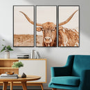 Longhorn Bull Wall Art Canvas Print – Framed Western Cow