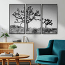Joshua Tree Wall Art Canvas Print – Framed Monochrome Desert