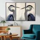 Blue Heron Pair Wall Art Canvas Print – Framed Coastal Bird