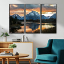 Mountain Sunset Wall Art Canvas Print – Framed Alpine