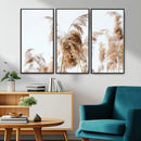 Pampas Grass Wall Art Canvas Print – Framed Neutral Tones