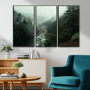 Misty Forest Wall Art Canvas Print – Framed Foggy River