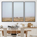 Foggy Plains Wall Art Canvas Print – Framed Horseback Riders