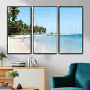 Palm Tree Coast Wall Art Canvas Print – Framed Island Getaway with Crystal Blue Water Scenic Artwork for Home, Office by MyGreatCanvas | Canvas Wall Art Prints | Photo Prints & Wall Decor