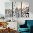 Frosty Pines Wall Art Canvas Print – Framed Cozy Cabin Ski
