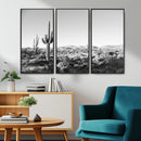 Saguaro Cactus Wall Art Canvas Print – Framed Monochrome