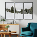 Frosty Pines Wall Art Canvas Print – Framed Silent Snowfall