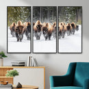 Bison Herd Scene Wall Art Canvas Print – Framed Western by MyGreatCanvas | Canvas Wall Art Prints | Photo Prints & Wall Decor