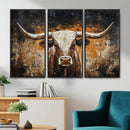 Abstract Longhorn Bull Wall Art Canvas Print – Vintage by MyGreatCanvas | Canvas Wall Art Prints | Photo Prints & Wall Decor