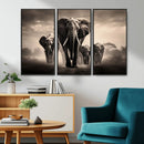 Elephant Family Wall Art Canvas Print, Framed Elephant Wall