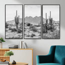 Black White Arizona Desert Canvas Wall Art Cactus Farmhouse