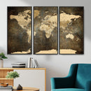 Large Framed Vintage World Map Wall Art Print for Home Wall