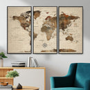 World Map Canvas Print – Framed Detailed Map of the World