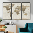 Detailed World Map Wall Art Canvas Print by MyGreatCanvas | Canvas Wall Art Prints | Photo Prints & Wall Decor