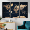 World Map Canvas Print – Detailed Map of the World Wall Art