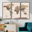 World Map Canvas Print – Framed Detailed Map of the World