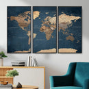 Navy Blue World Map Canvas Print – Framed Travel Map Wall by MyGreatCanvas | Canvas Wall Art Prints | Photo Prints & Wall Decor