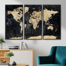 Framed Large World Map Wall Art Canvas Print for Living Room