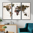 Watercolor World Map Print - Large Wall Art Canvas Print for