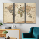 Framed World Map Wall Art for Home and Office Decor