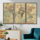 Vintage World Map Wall Art | Ready to Hang and Framed by MyGreatCanvas | Canvas Wall Art Prints | Photo Prints & Wall Decor