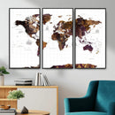 Rustic World Map Wall Art Canvas Print | Large World Map on