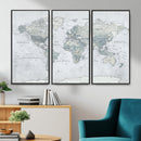 Push Pin World Map Canvas Print - Detailed Vintage World Map