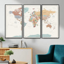 Pastel Colors World Map Wall Art Canvas Print by MyGreatCanvas | Canvas Wall Art Prints | Photo Prints & Wall Decor