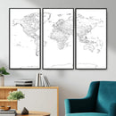 World Map Canvas Print – Framed Modern Detailed Map of the by MyGreatCanvas | Canvas Wall Art Prints | Photo Prints & Wall Decor